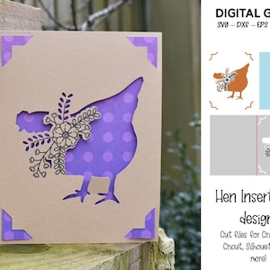 Cricut joie SVG | Conception de carte de voeux de poule. Téléchargement numérique.