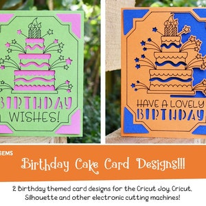 Modèles de cartes de gâteau d'anniversaire ! Fichiers svg/dxf/eps. Téléchargement numérique. Pour Cricut Joy/Explore/Maker/Silhouette et plus encore !