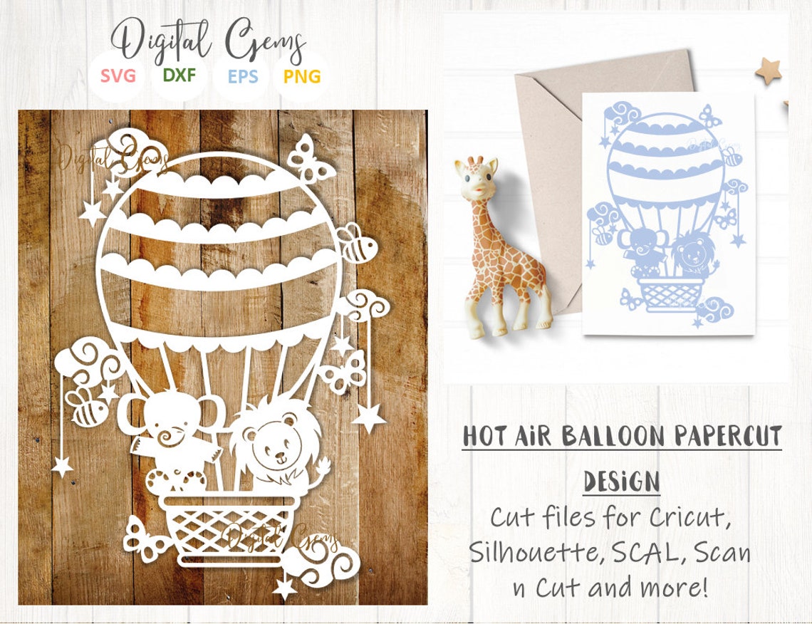 Hot Air Balloon Paper Cut Svg / Dxf / Eps / Files and Pdf / | Etsy