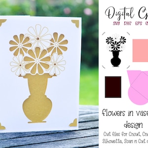 Flower card! svg / dxf / eps files. Digital download. Compatible with Silhouette, Cricut, Cricut Joy, SCAL, and Scan n Cut.