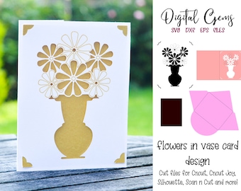 Flower card! svg / dxf / eps files. Digital download. Compatible with Silhouette, Cricut, Cricut Joy, SCAL, and Scan n Cut.