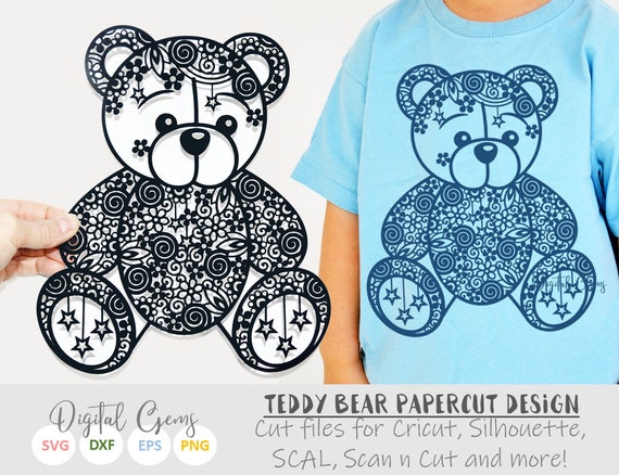 Download Zentangle Teddy Bear Paper Cut Svg Dxf Eps Files And Pdf Etsy