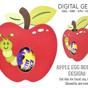 Egg holder SVG | Apple, teacher appreciation design. Digital download. Works with Cricut Joy / Explore / Maker and more!