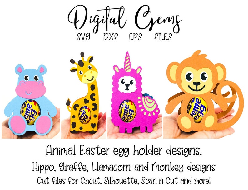 Download Hippo Giraffe Llamacorn and Monkey egg holder designs. svg | Etsy