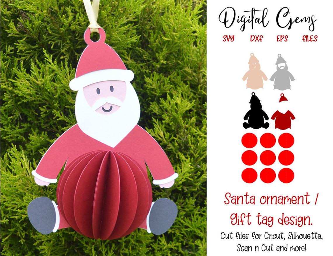 Santa, Christmas Ornament / Gift Tag Design, Svg / Dxf / Eps Files ...