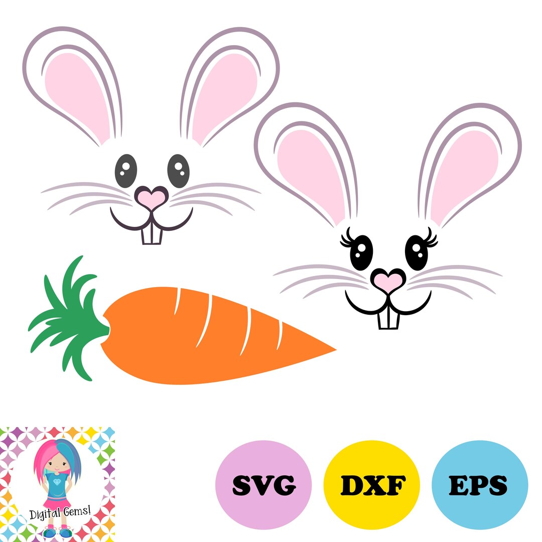 Bunny Rabbit Face Easter Svg / Dxf / Eps / Png Files. Digital Download ...
