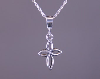 tiny cross sterling silver necklace, 925 sterling silver