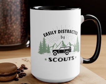Easily Distracted by Scouts ceramic accent mug - IH Scout 80/800 Scout 2 - Birthday gift, Father's Day