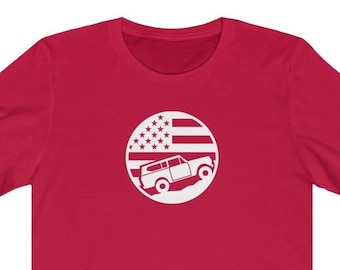 Scout 2 climbing US flag - jersey short sleeve graphic tee - Birthday gift, International Harvester, Patriotic