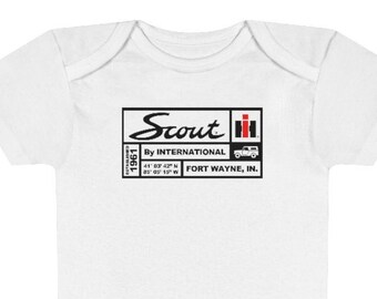 Scout birthplace - Baby Short Sleeve Onesie® - IH Scout 80/800/2 - Birthday, Infant, gift, International Harvester