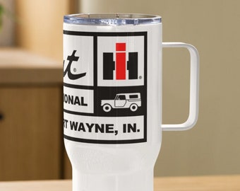 Scout birthplace Fort Wayne graphic mug w handle - IH Scout - Insulated 25oz  - Birthday gift, International Harvester