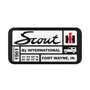 Scout birthplace mini license plate - IH Scout 80/800/2 - Birthday gift,  International Harvester, Fort Wayne