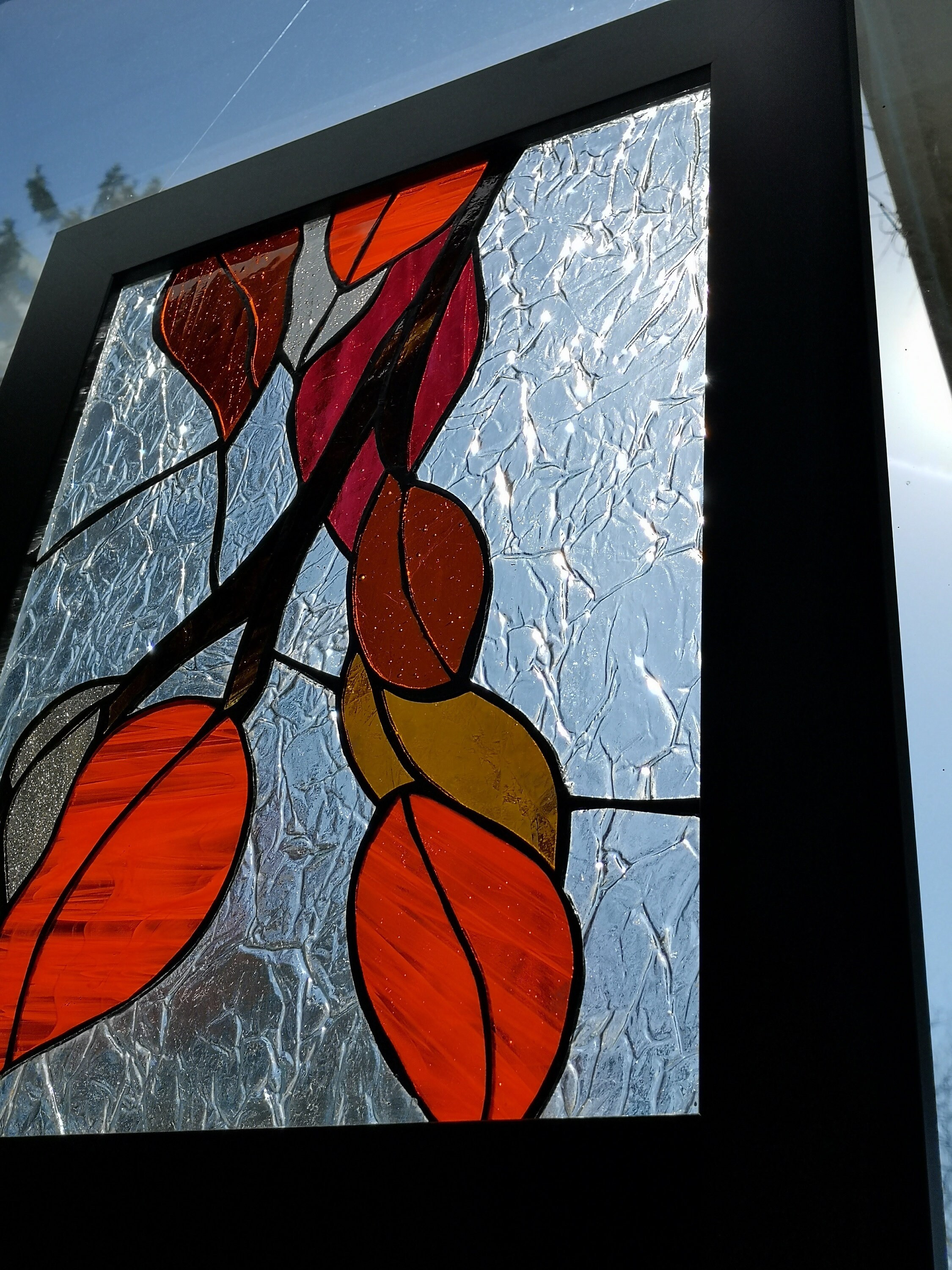 Beautiful stained glass in solid black frame Etsy