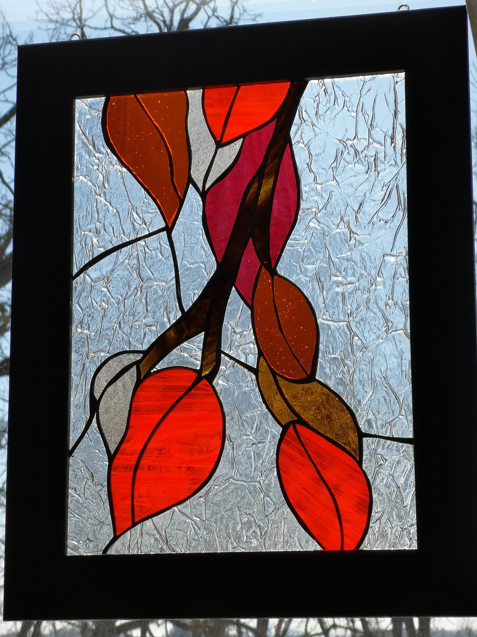 Beautiful stained glass in solid black frame Etsy