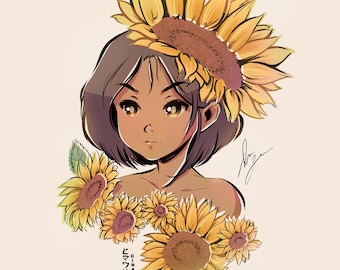 Sunflower Girl (Original) - 8.5" x 11" Print
