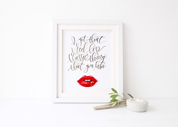 Taylor Swift Classic Red Lip Style Lyrics Original Watercolor Hand Illustrated Quote 11x14