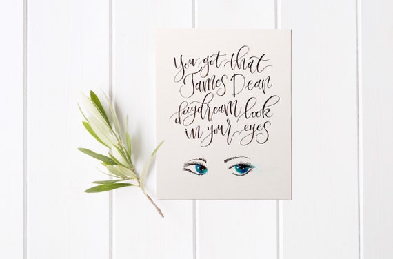 Taylor Swift James Dean Style Lyrics Original Watercolor Hand Illustrated Quote 11x14
