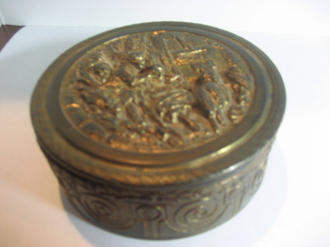 Antique Victorian Metal Powder Jar Vanity Dresser Box PNCW USA - Etsy