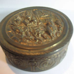 Antique Victorian Metal Powder Jar Vanity Dresser Box PNCW USA