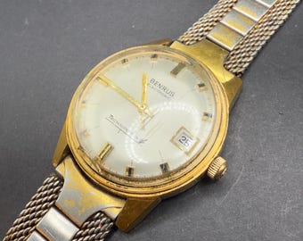 Vintage Beautiful Benrus 17 Jewel Watch With 14K EP Bezel  display picture 3