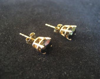 Solid 14K Yellow Gold Earrings with Black Stones
