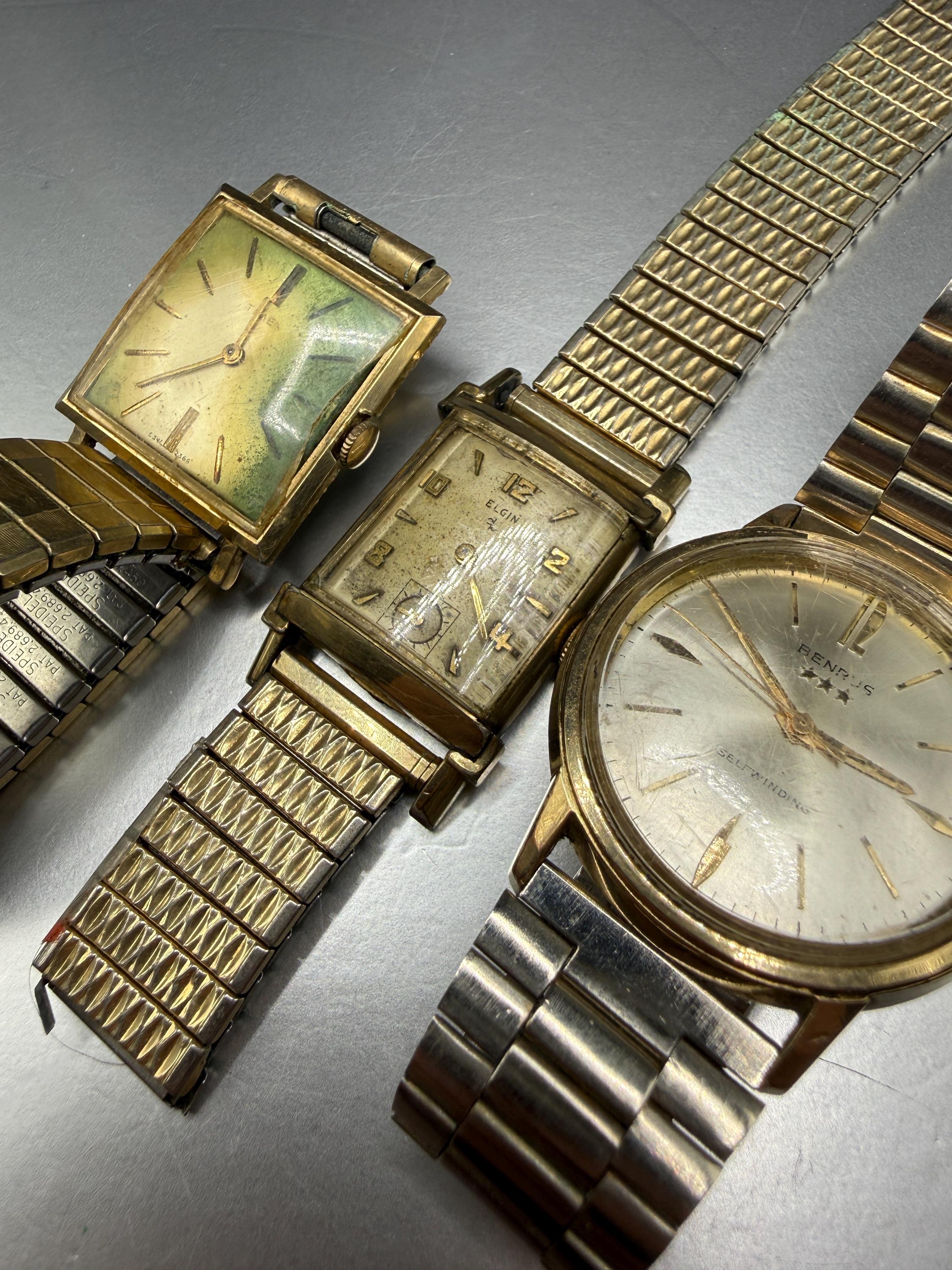 3 relojes vintage Elgin Benrus y Timex
