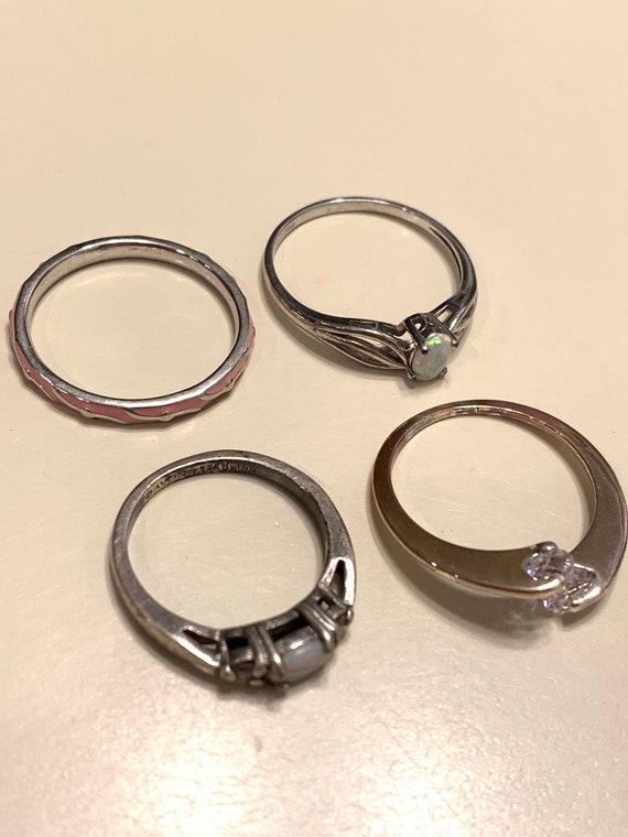 10 Vintage / Antique Sterling Silver Rings Gem