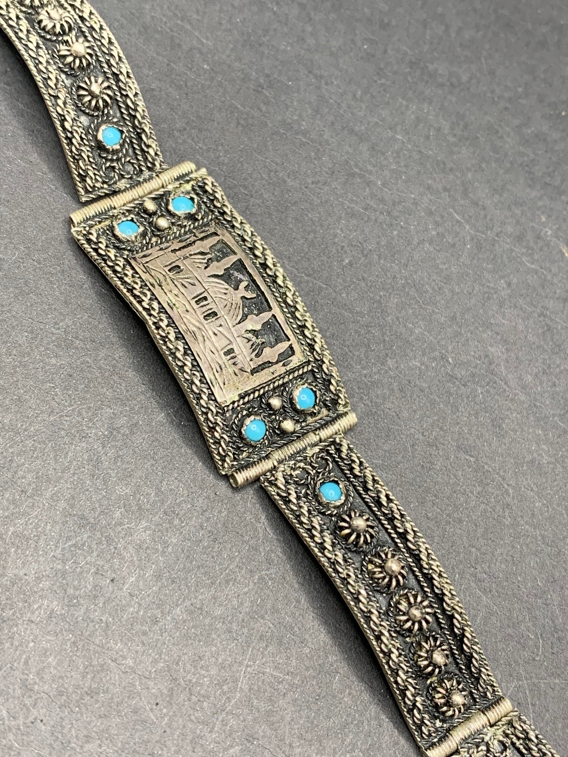 Bracelet Ancien En Argent Massif 900‰ - Fait Main - Longueur 19.7 Cm - Style Vintage Unisexe