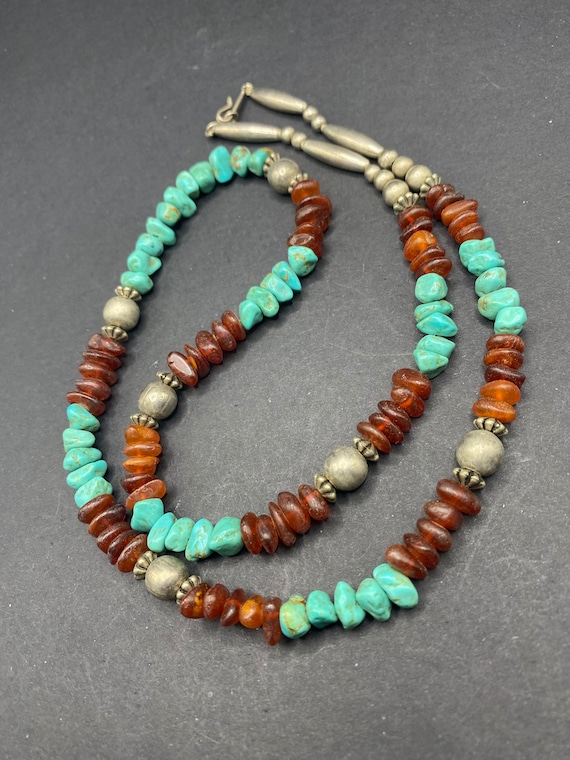 Sterling Silver and Turquoise Necklace - image 1
