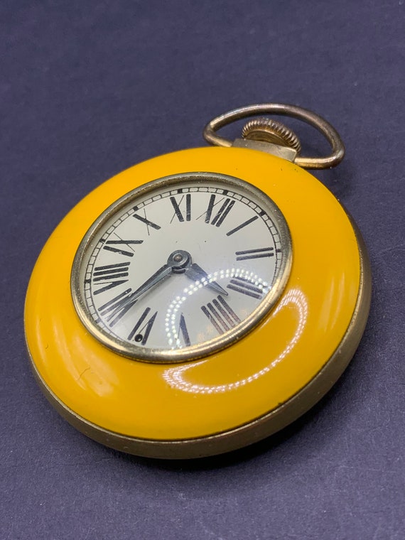 Beautiful Vintage Yellow Enameled Pocket Watch