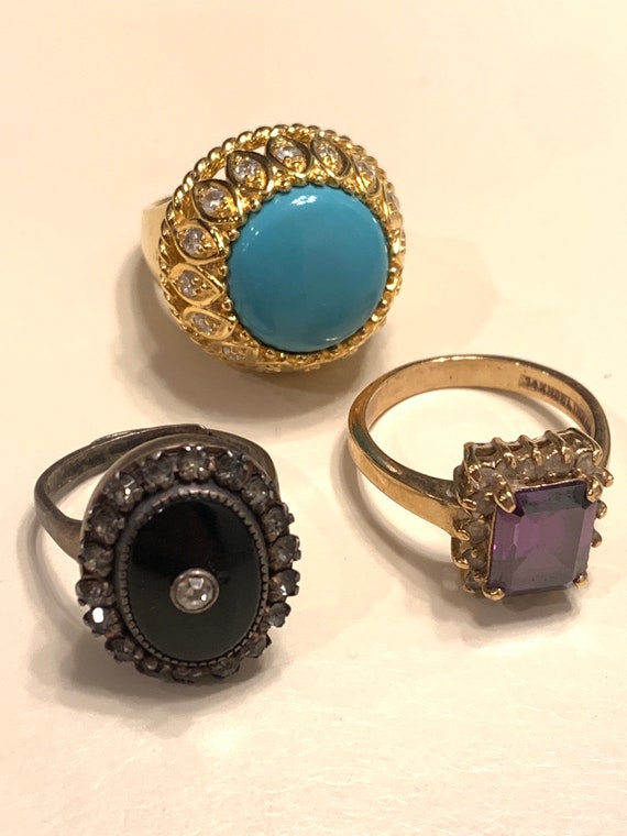 10 Vintage / Antique Sterling Silver Rings Gem