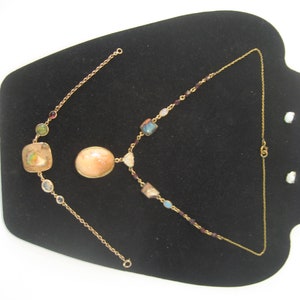 Exquisite Antique Custom Made 14K Solid Gold Opal Necklace Bracelet and Earrings