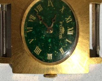 Unusual Royal Green Dial Vintage Swiss Made Fortis Wristwatch Swiss Made Not Running, sold for parts or repair