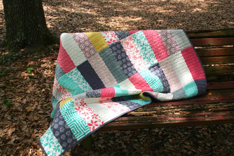 Toddler Quilt Child Quilt Modern Aqua /& Coral Baby Quilt