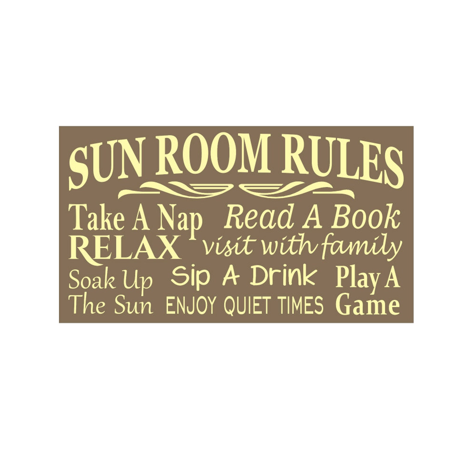 SUN ROOM RULES 10 x 18 Stencil Create a beautiful sign for Etsy
