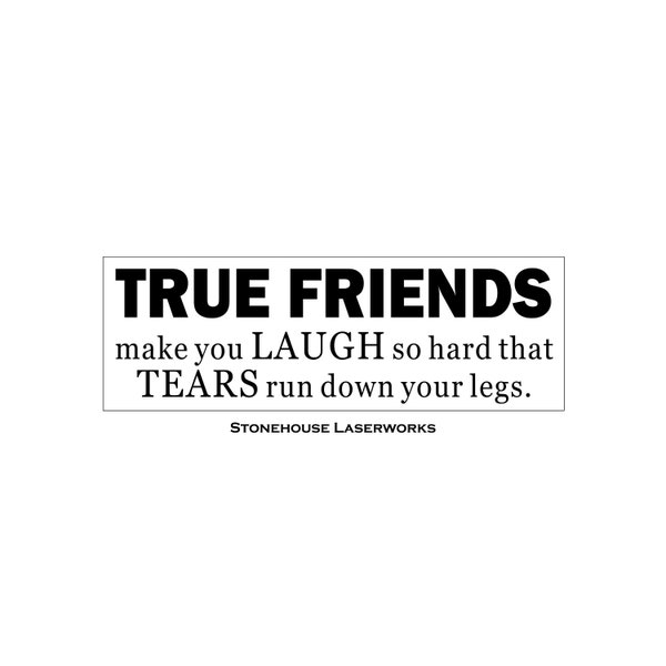 Sign Stencil TRUE FRIENDS make you laugh so hard that tears run down your legs, 6 x 18 Stencil, Reusable