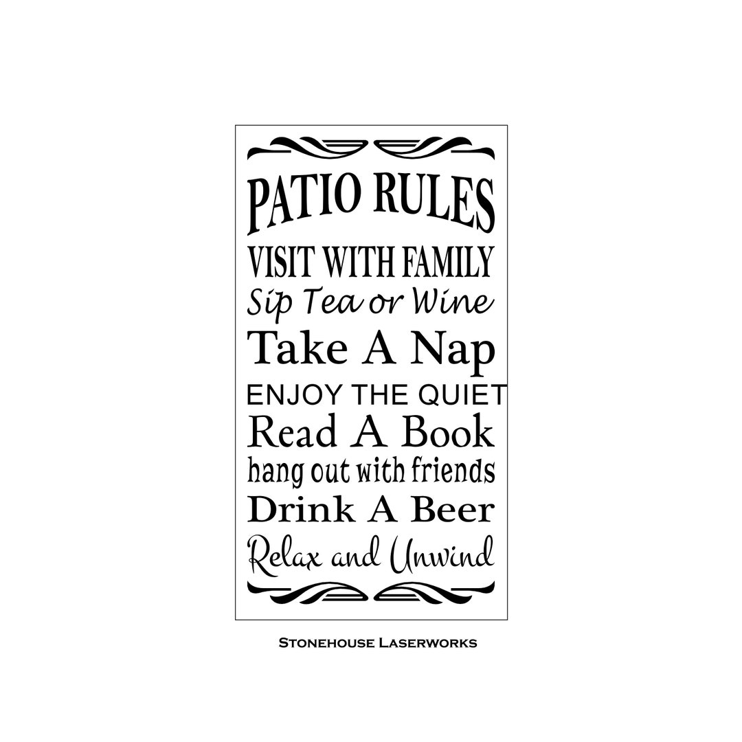Sign Stencil PATIO RULES 11 X 20 Stencil Reusable Stencil Etsy