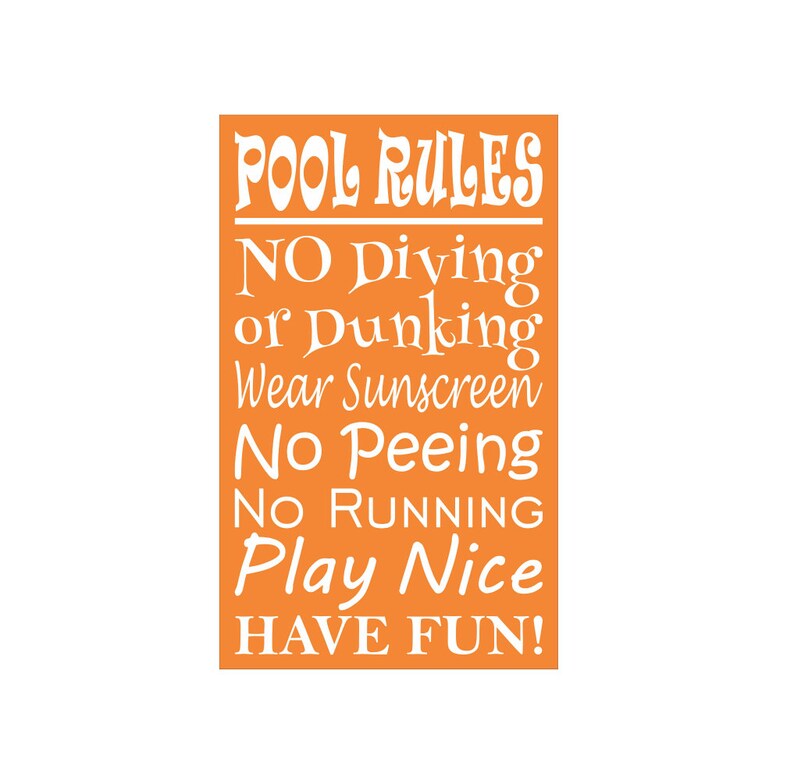 POOL RULES 11 x 18 Stencil Create a fun sign for your pool Etsy