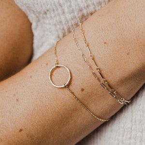 Circle Bracelet; open circle; dainty bracelet; stacking bracelet; gold bracelet; charm bracelet; silver bracelet; gold circle bracelet