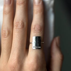 Personalized name ring phrase ring name plate ring silver name ring custom name ring image 1