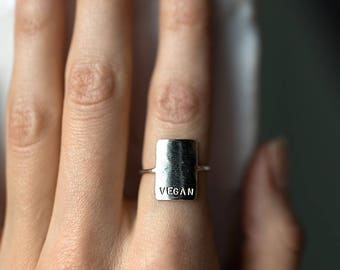 Personalized name ring; phrase ring; name plate ring; silver name ring; custom name ring