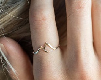 Mountain Ring gold sterling silver; gold silver mountain ring; mountains are calling; mountain jewelry; mountain range ring; dainty jewelry