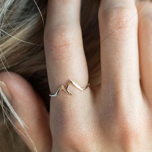 Mountain Ring gold sterling silver; gold silver mountain ring; mountains are calling; mountain jewelry; mountain range ring; dainty jewelry