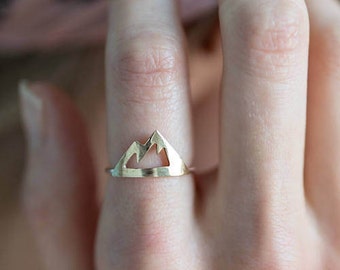 Mountain Ring; gold or silver mountain ring; mountains are calling; mountain jewelry; mountain range ring; Silver and brass mountain ring