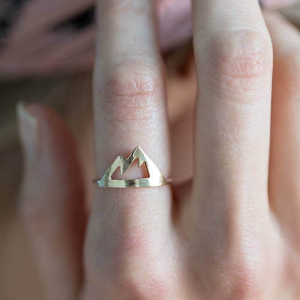 Mountain Ring; gold or silver mountain ring; mountains are calling; mountain jewelry; mountain range ring; Silver and brass mountain ring