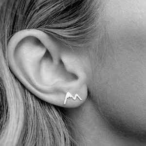 Mountain earrings stud earrings gold or silver earrings the mountains are calling mountain jewelry image 1