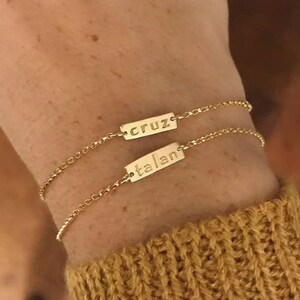 Bar name bracelet; personalized bracelet; gold name bracelet; gifts for mom; name plate bracelet; personalized jewelry; sentimental jewelry