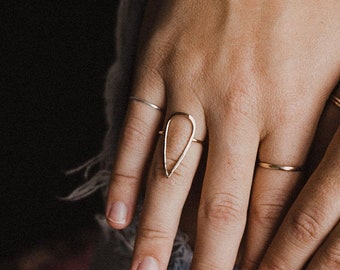 Pear ring; statement ring; gold ring; dainty jewelry