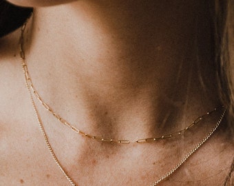 Thin paperclip necklace; gold paperclip necklace; silver paperclip necklace; gold chain necklace; dainty necklace; layering necklace; simple