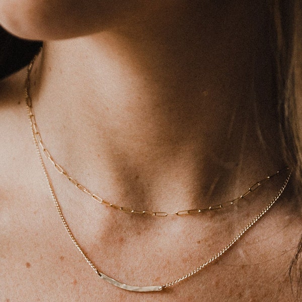 Thin paperclip necklace; gold paperclip necklace; silver paperclip necklace; gold chain necklace; dainty necklace; layering necklace; simple